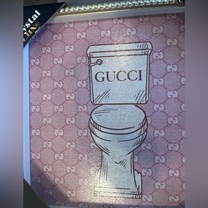 GUCCI bathroom pink luxury new print 12x12 silver frame